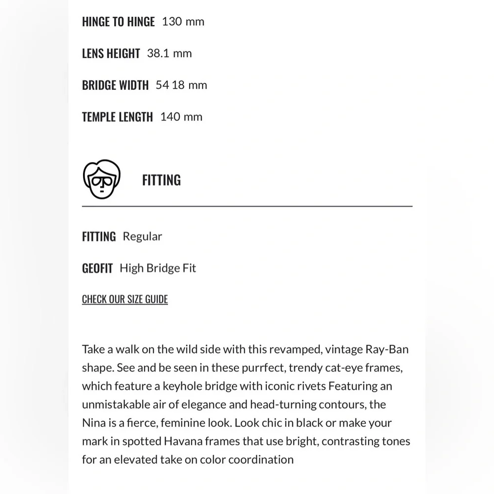 RAY BAN RX4314V 2000 Black Cat Eye 54 mm Women's Eyeglasses - Picture 6 of 7